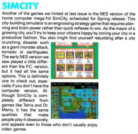 sim city nintendo power